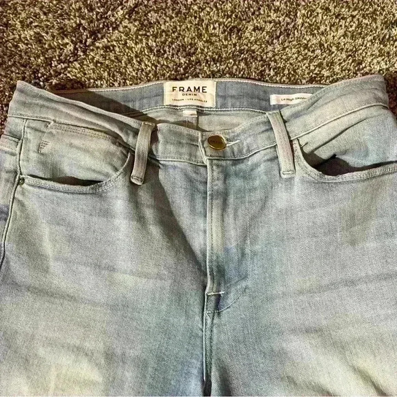 Frame Le High Skinny Distressed Stretch Jeans In Rush Women's Size 28 - Picture 8 of 14
